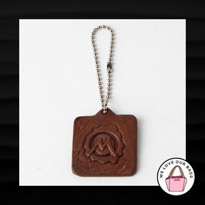 OSGOODE MARLEY BROWN SQUARE LEATHER KEY FOB BAG CHARM KEYCHAIN HANGTAG TAG